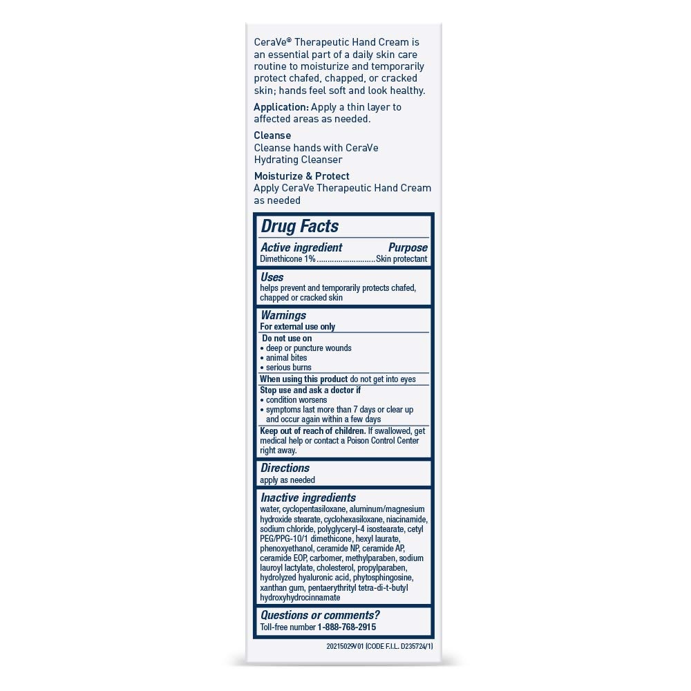 image:imageCeraVe Therapeutic Hand Cream Hyaluronic Acid amp Niacinamide Lotion 3oz3 Ounce Pack of 1