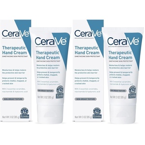 CeraVe Therapeutic Hand Cream, Hyaluronic Acid & Niacinamide Lotion, 3oz(3 Ounce (Pack of 2))